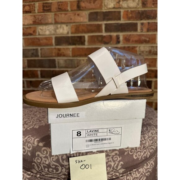 Journee Collection Womens Dual Straps Flat Sandals White Brown Size 8 Regular - Picture 5 of 5